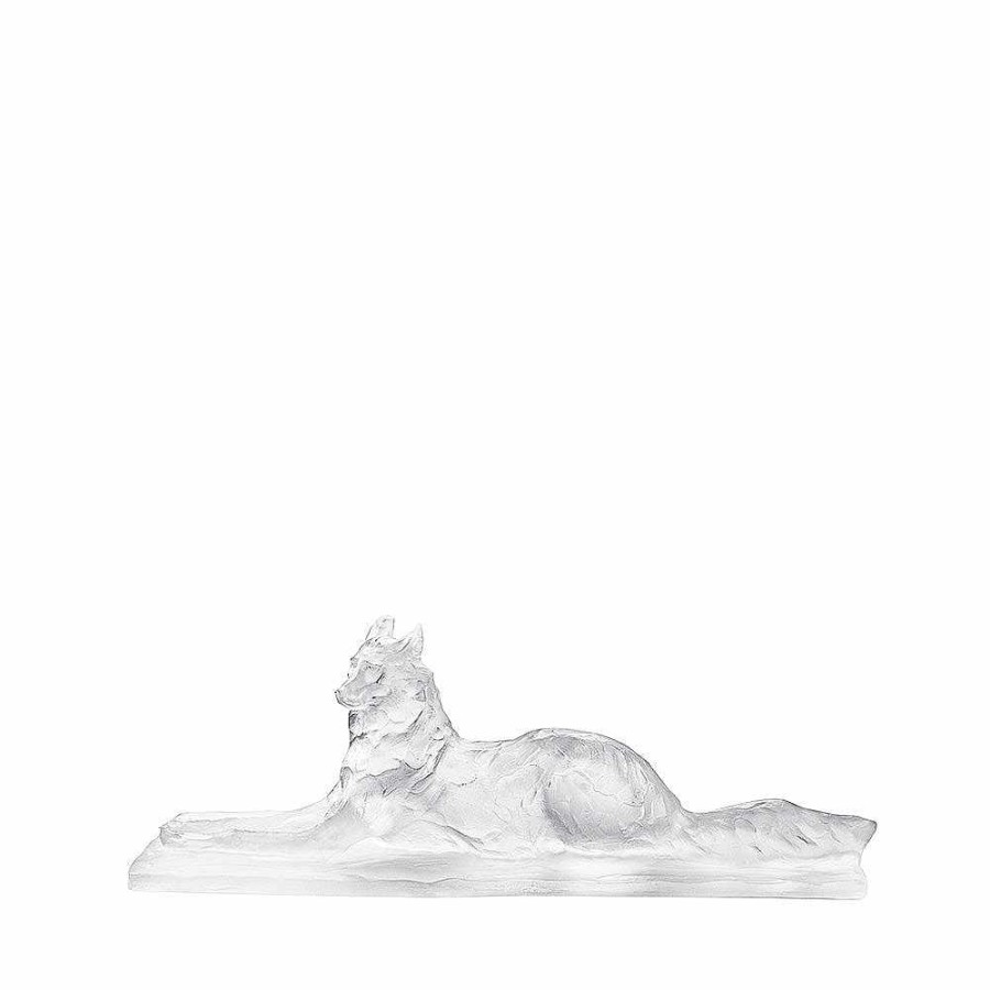 The Art Pieces | Lalique Reclining Egyptian Wolf, Rembrandt Bugatti By Lalique, 2014 Clear Crystal/ Lost Wax Technique