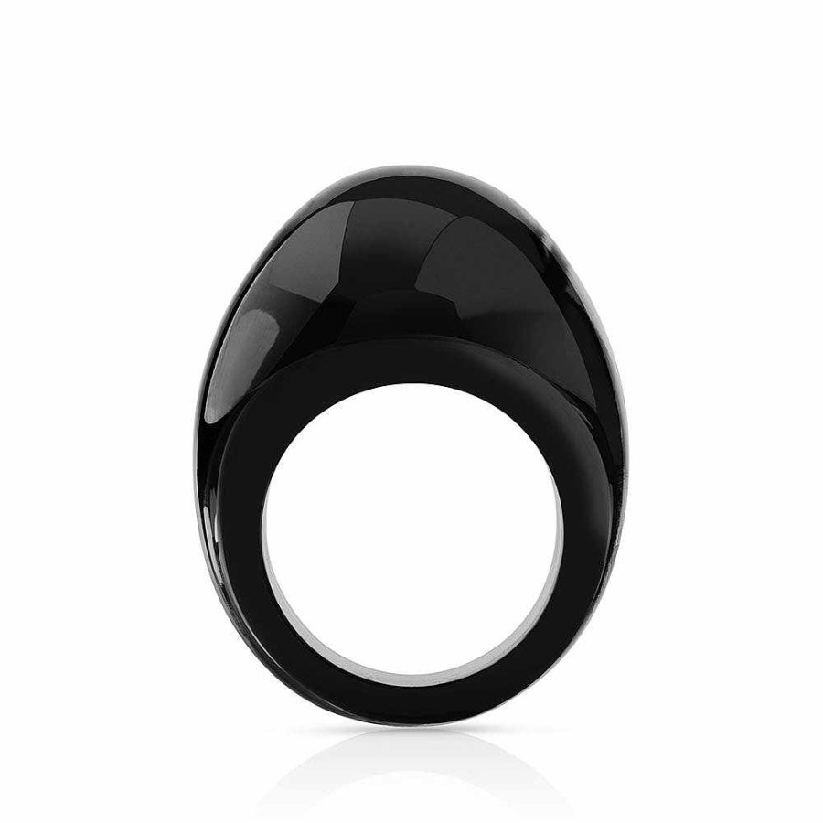 Rings | Lalique Cabochon Ring Black Crystal