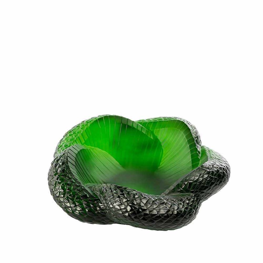 Bowls | Lalique Serpent Bowl Green Amazon Crystal