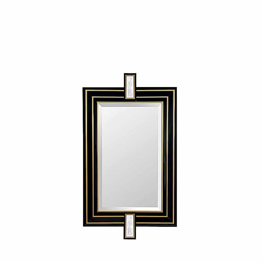 Mirrors | Lalique Tianlong Mirror Clear Crystal/ Black Lacquered And Inox Golden Satin Steel