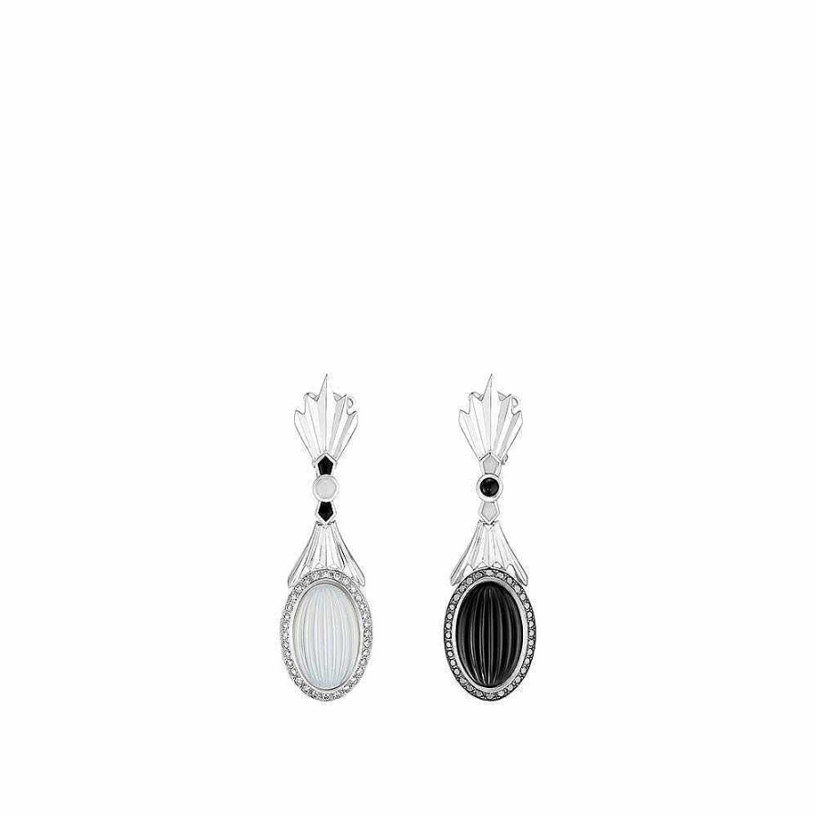 Earrings | Lalique La Flute Enchantee Earrings White Gold/ Crystal/ Diamonds/ Pearls/ Agate Onyx