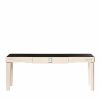 Tables | Lalique Masque De Femme Console Table Large Size Clear Crystal And Ivory Ash With Black Granite Top