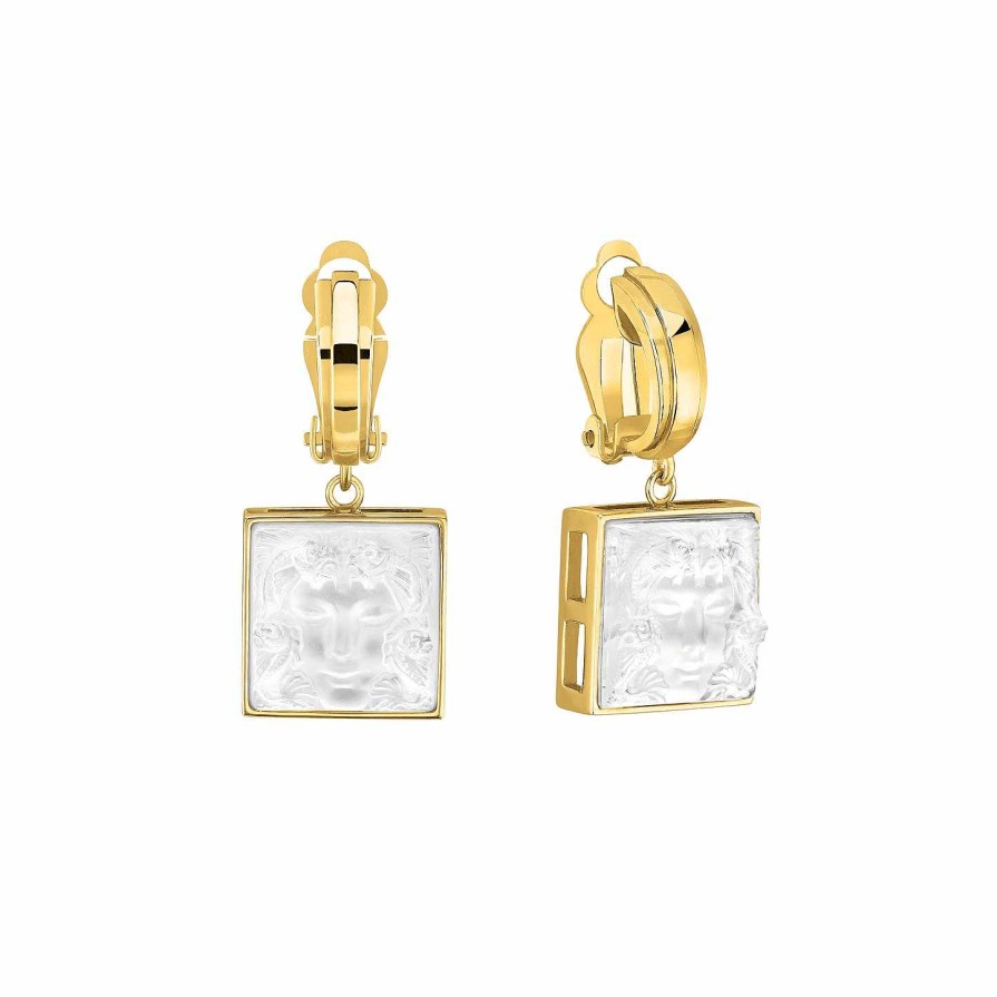 Earrings | Lalique Arethuse Long Earrings Clear Crystal/ Vermeil