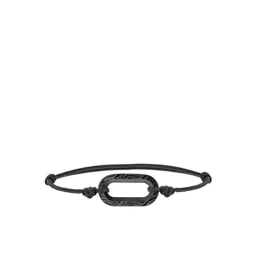 Bracelets | Lalique Empreinte Animale Cord Bracelet Black Crystal On Black Cord