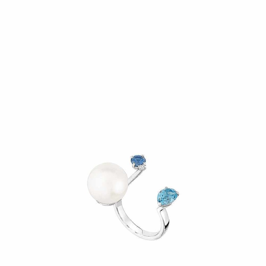 Rings | Lalique L'Oiseau Tonnerre Open Ring White Gold/ Pearl/ Topaz/ Sapphire/ Diamond