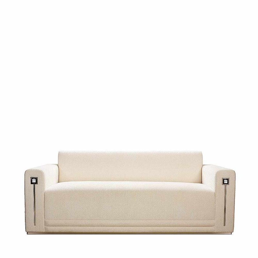 Seatings | Lalique Masque De Femme Contemporary Sofa Clear Crystal And Ivory Silk/ Medium Size