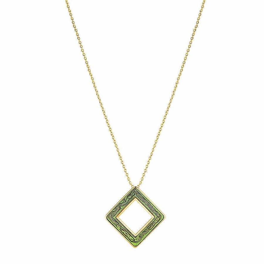 Pendants | Lalique Losange Panthere Pendant Green Crystal/ 18K Yellow Gold Plated