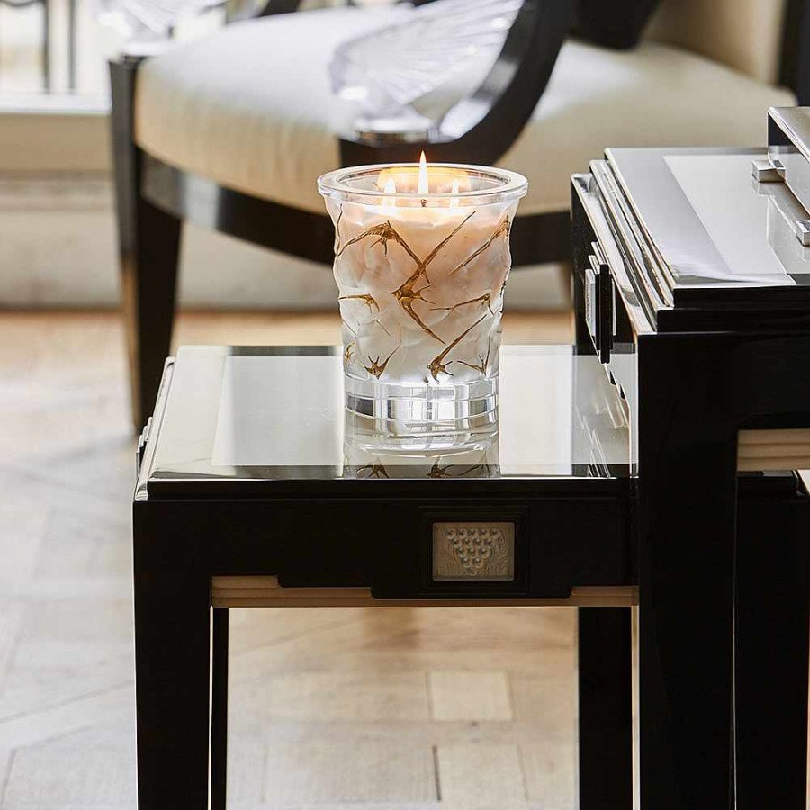 Tables | Lalique Raisins Side Table Clear Crystal/ Black Lacquered And Ivory Ash/ Small Size