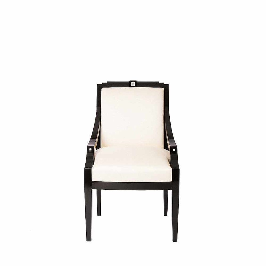 Seatings | Lalique Masque De Femme Classic Chair Clear Crystal/ Black Lacquered And Ivory Silk/ Chair With Armrests