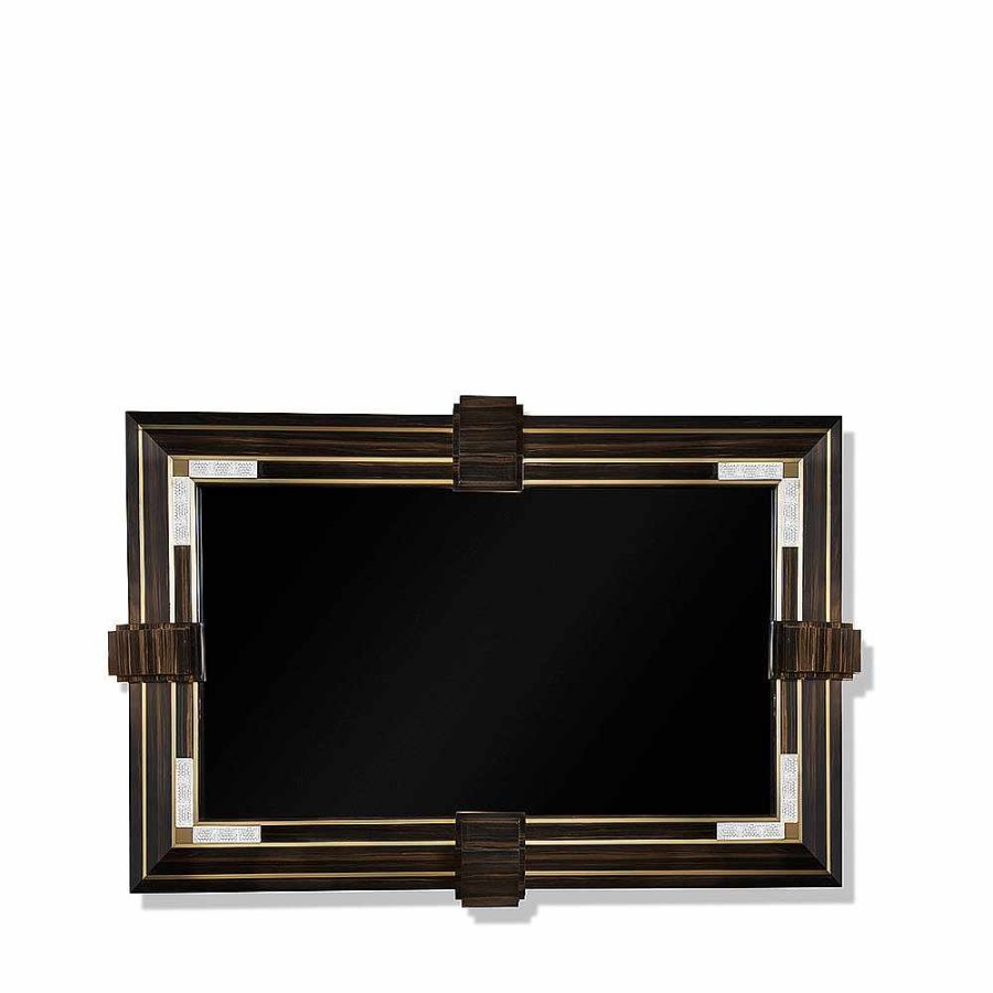 Tv Surrounds | Lalique Raisins Tv Frame Surround Adjustable Clear Crystal/ Natural Ebony And Inox Golden Satin Steel