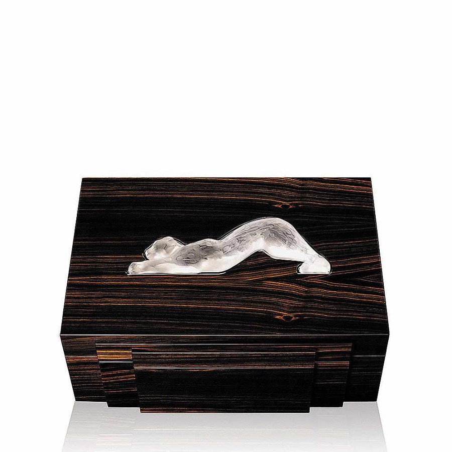 Ashtrays And Cigars Boxes | Lalique Zeila Cigars Box Natural Ebony With Clear Crystal/ 70 Cigars