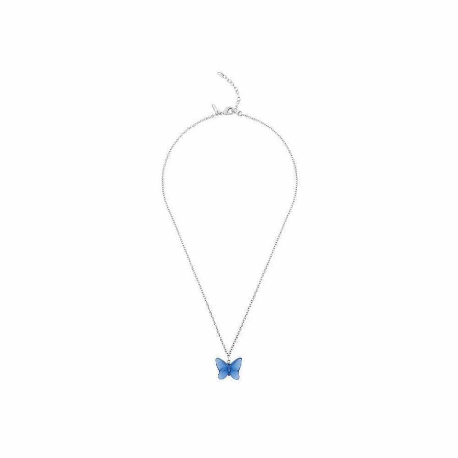 Necklaces | Lalique Papillon Necklace Blue Crystal/ Silver