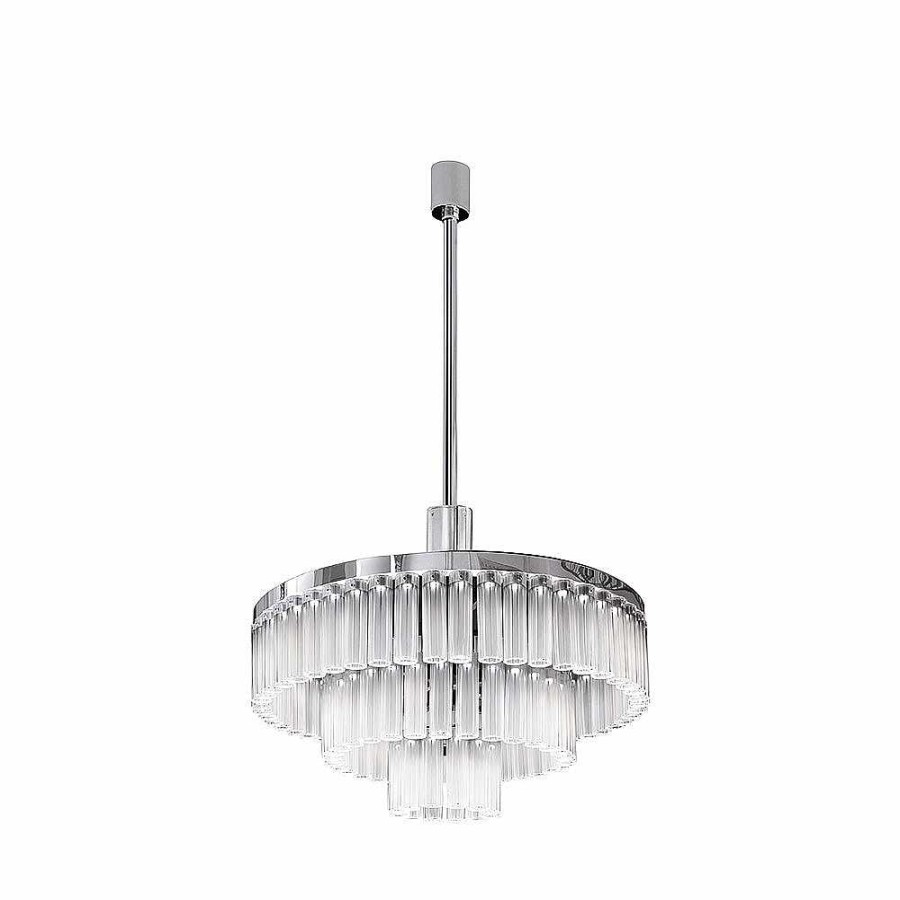 Chandeliers | Lalique Orgue Chandelier Clear Crystal/ Chrome Finish