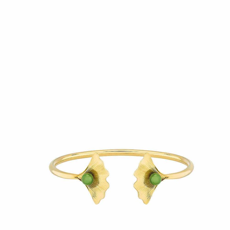 Bracelets | Lalique Ginkgo Flexible Bracelet Antinea Green Crystal/ 18K Yellow Gold-Plated