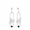 Earrings | Lalique Hirondelles Earrings Clear Crystal/ Onyx/ Silver