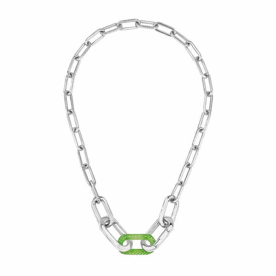 Necklaces | Lalique Empreinte Animale Necklace Green Crystal/ Silver