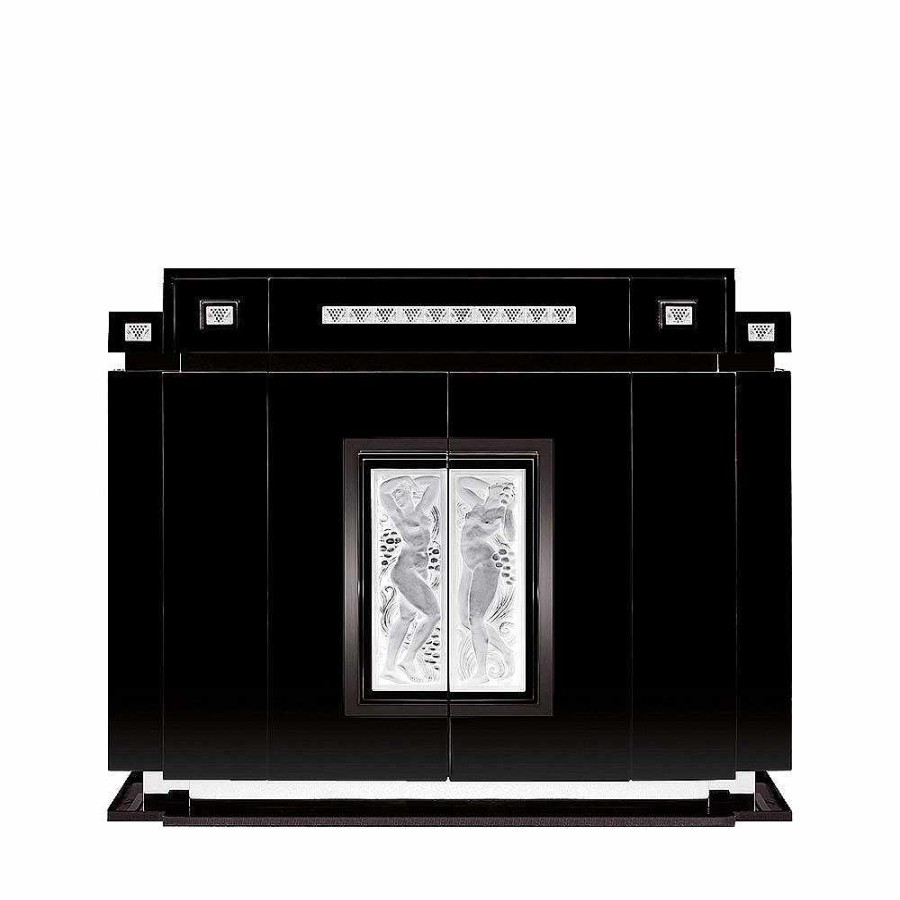 Cabinets | Lalique Femme Bras Leves Bar Clear Crystal And Black Ebony