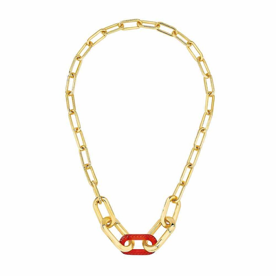 Necklaces | Lalique Empreinte Animale Necklace Red Crystal/ 18K Yellow Gold Plated Brass