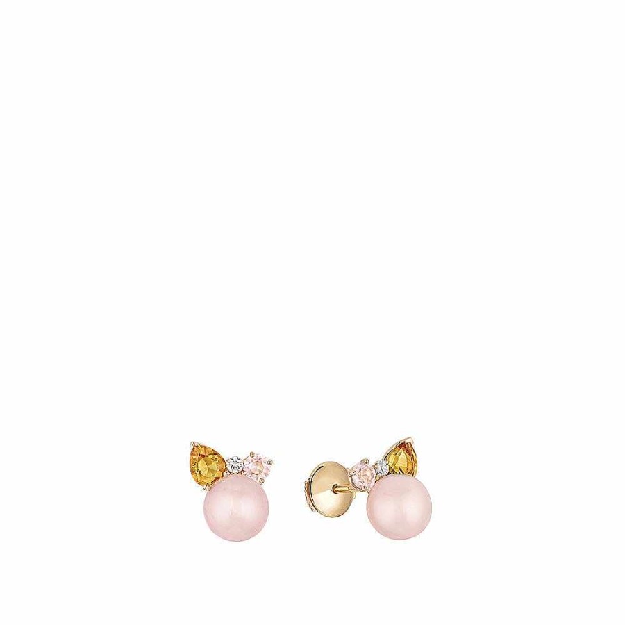 Earrings | Lalique L'Oiseau Tonnerre Earrings Pink Gold/ Agates/ Citrines/ Quartz/ Diamonds