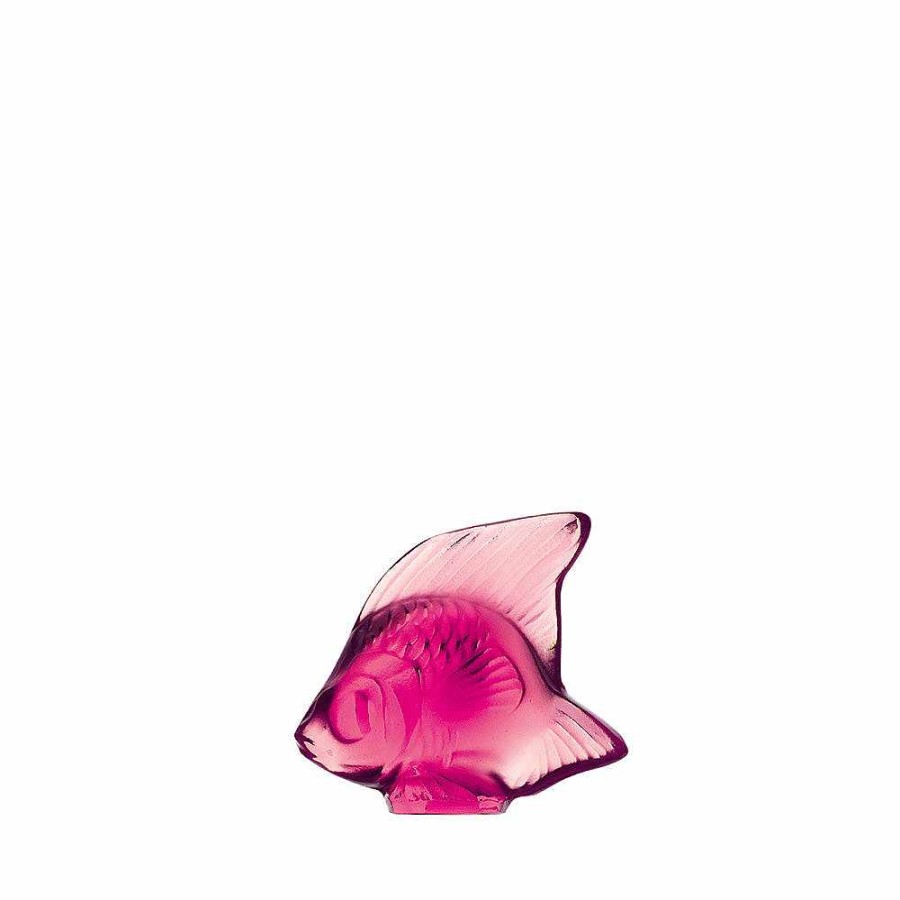 Sculptures | Lalique Fish Sculpture Fuchsia Crystal