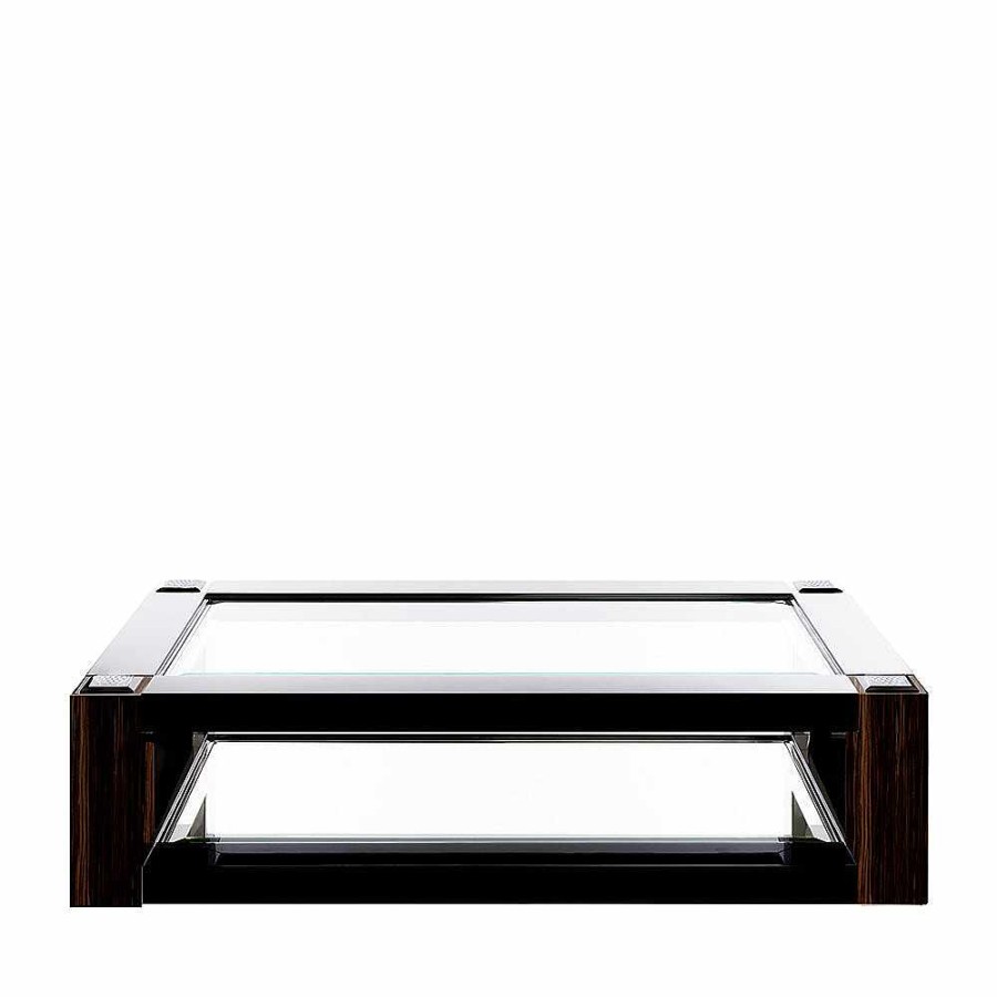 Tables | Lalique Raisins Coffee Table Clear Crystal/ Black Lacquered And Natural Ebony