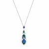 Pendants | Lalique Paon Pendant Blue Crystal And Green Lacquer/ Silver