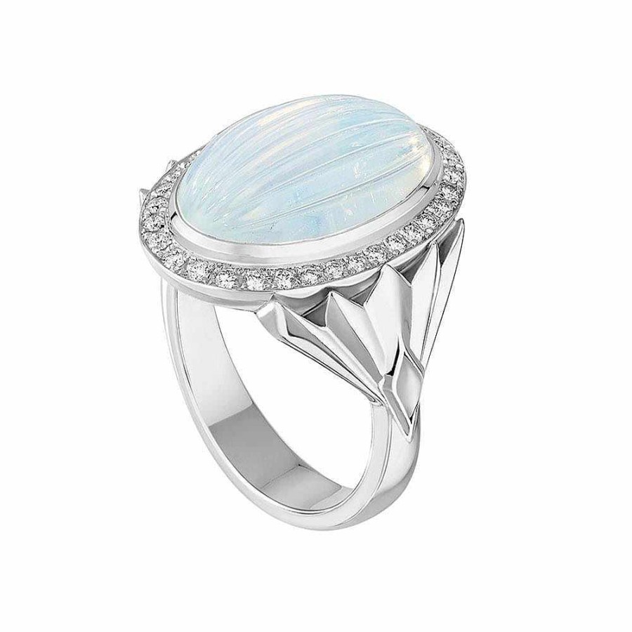 Rings | Lalique La Flute Enchantee Ring White Gold/ Crystal/ Diamonds/ Agate