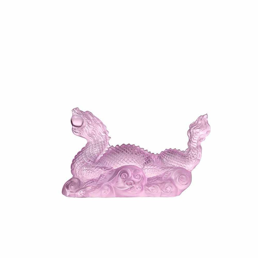 Sculptures | Lalique Tianlong Dragon Sculpture Pink Crystal