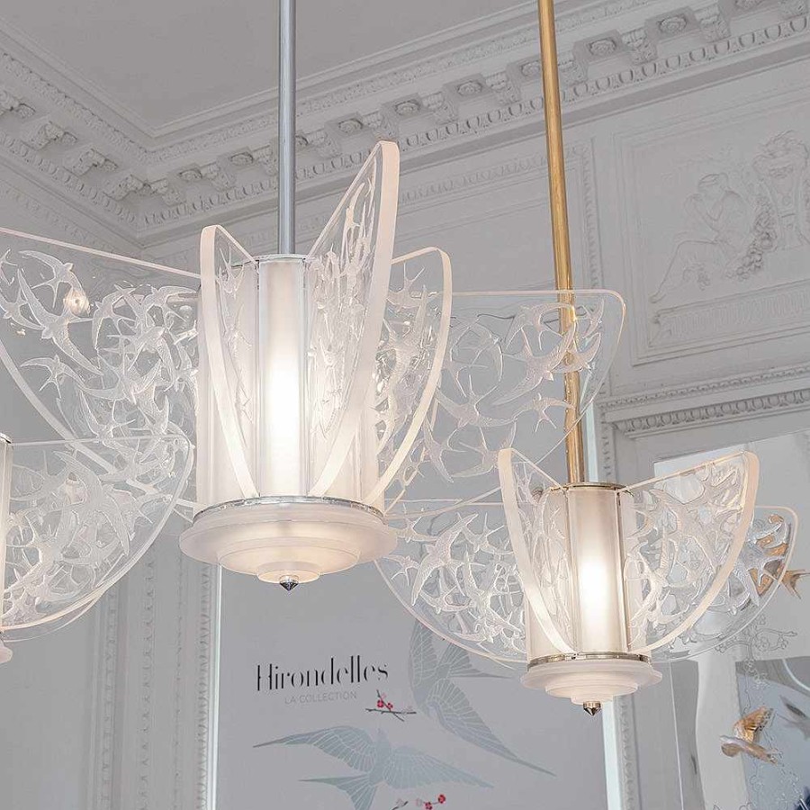 Chandeliers | Lalique Hirondelles Chandelier Clear Crystal/ Chrome Finish