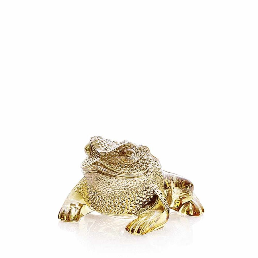 Sculptures | Lalique Gregoire Toad Sculpture Gold Luster Crystal