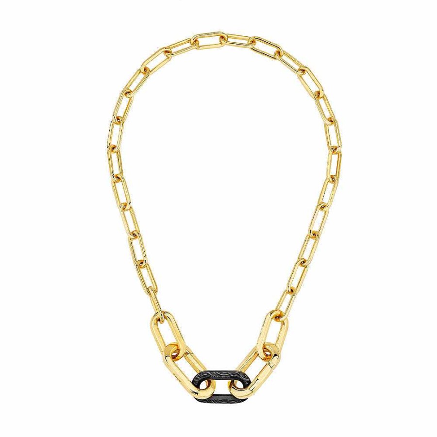 Necklaces | Lalique Empreinte Animale Necklace Black Crystal/ Yellow Gold Plated