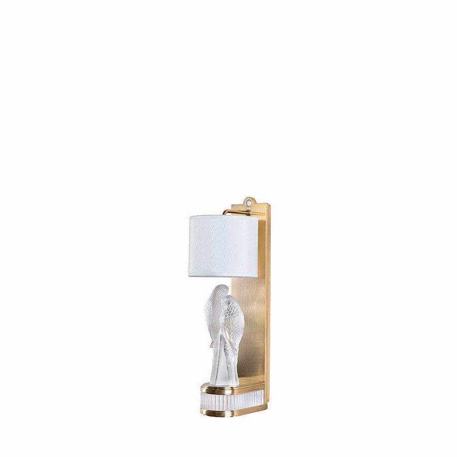 Wall Lamps | Lalique 2 Perruches Wall Sconce By Pierre-Yves Rochon Clear Crystal/ Gilded Finish