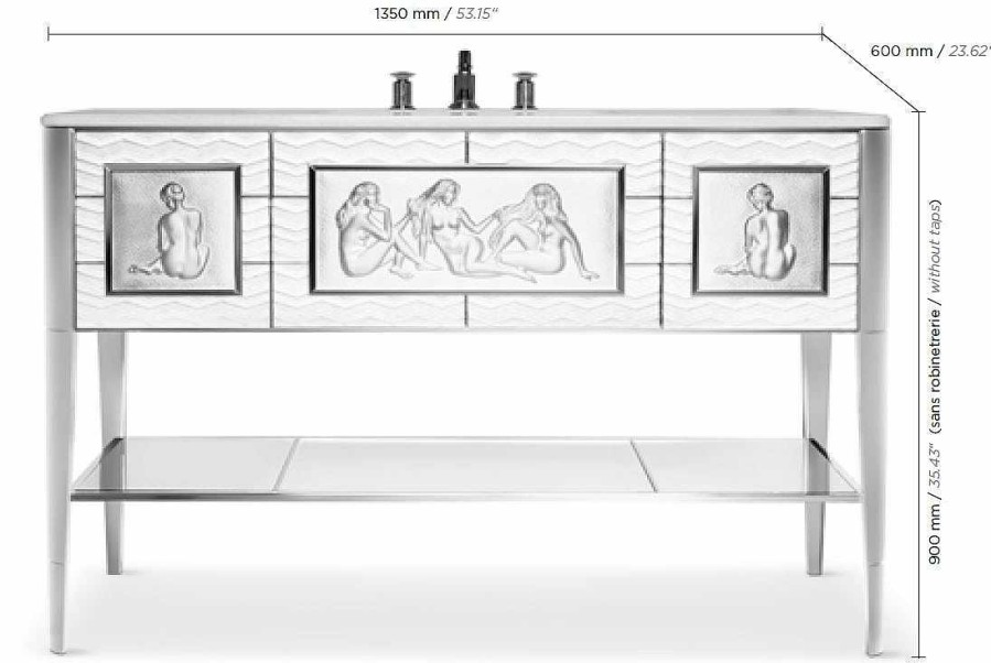 Cabinets | Lalique Causeuses Vanity By Pierre-Yves Rochon Crystal/ Marble And Bright Nickel