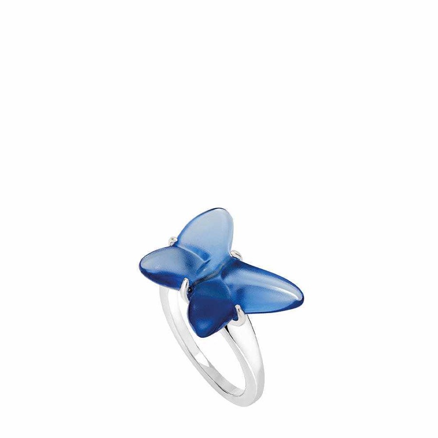 Rings | Lalique Papillon Ring Blue Crystal/ Silver