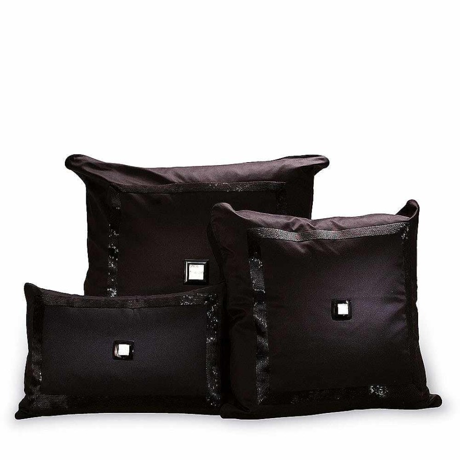 Cushions | Lalique Masque De Femme Beaded Cushion Black Silk/ Glass Beads