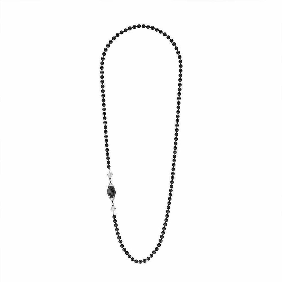 Necklaces | Lalique La Flute Enchantee Reversible Long Necklace White Gold/ Crystal/ Diamonds/ Onyx Pearls/ Agate