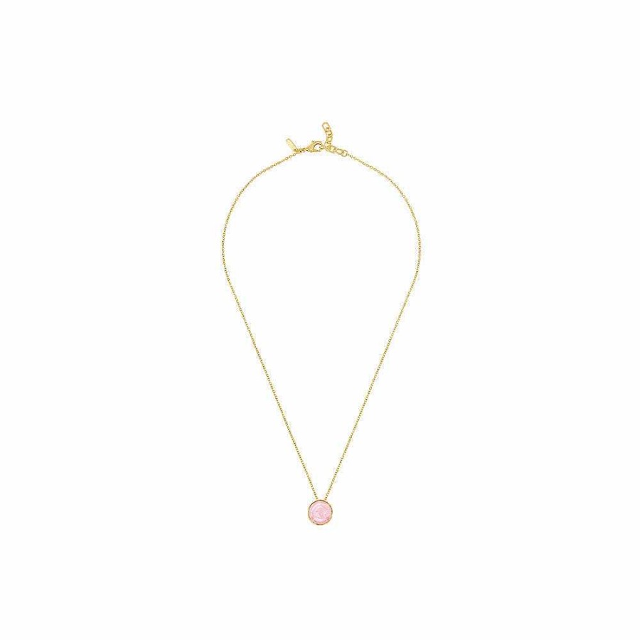 Necklaces | Lalique Pivoine Necklace Pink Pearly On Clear Crystal/ 18 Carats Yellow Gold Plated