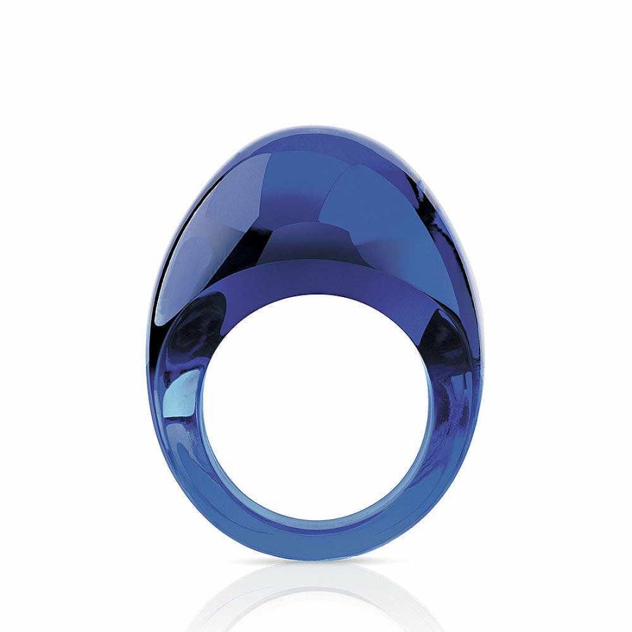 Rings | Lalique Cabochon Ring Cap Ferrat Blue Crystal