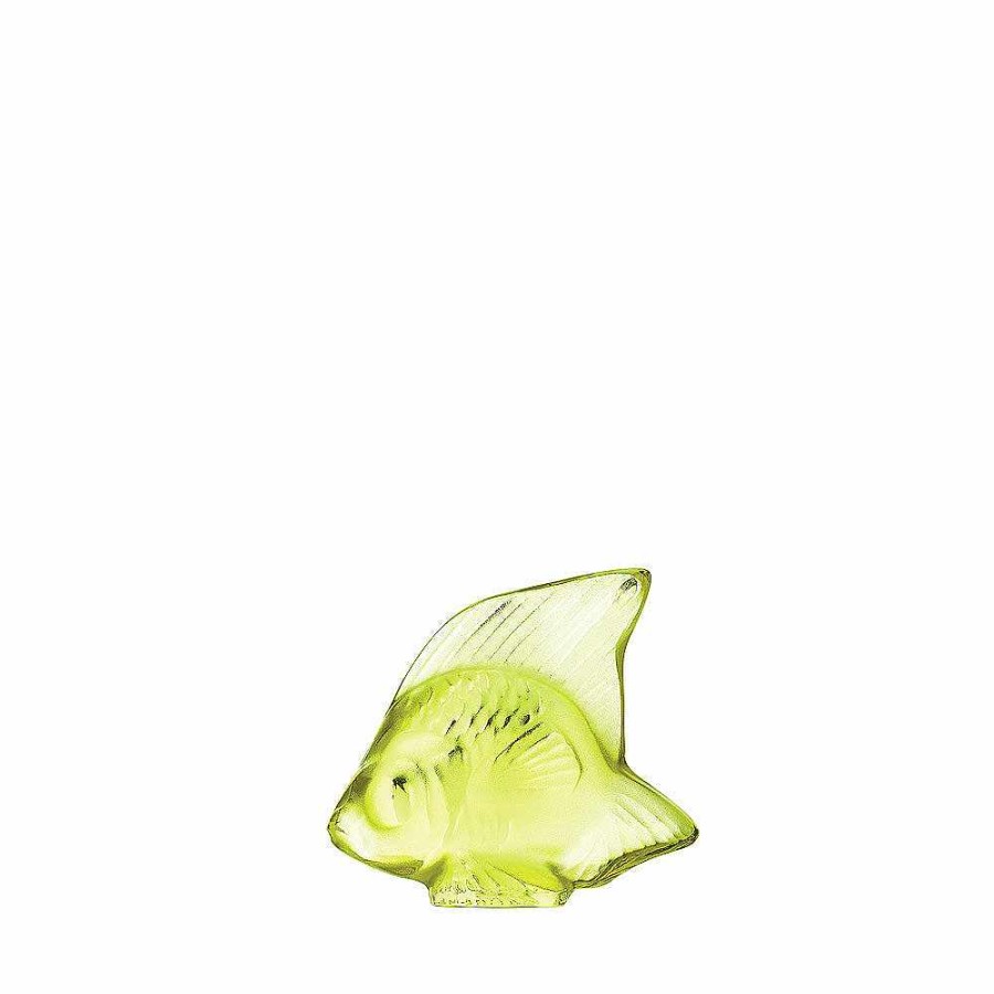 Sculptures | Lalique Fish Sculpture Anise Green Crystal