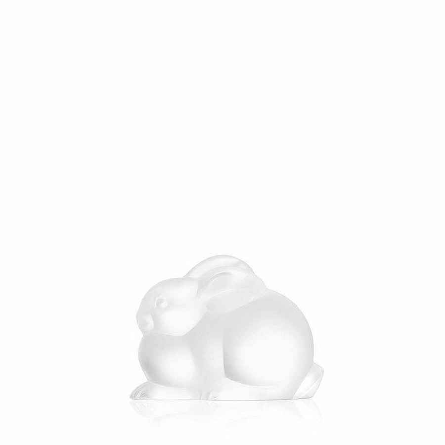 Sculptures | Lalique Resting Rabbit Sculpture Clear Crystal