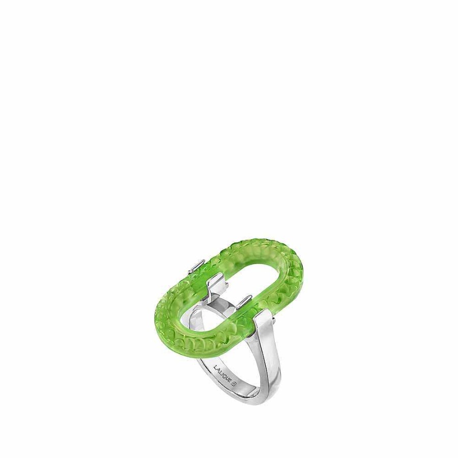 Rings | Lalique Empreinte Animale Ring Green Crystal/ Silver