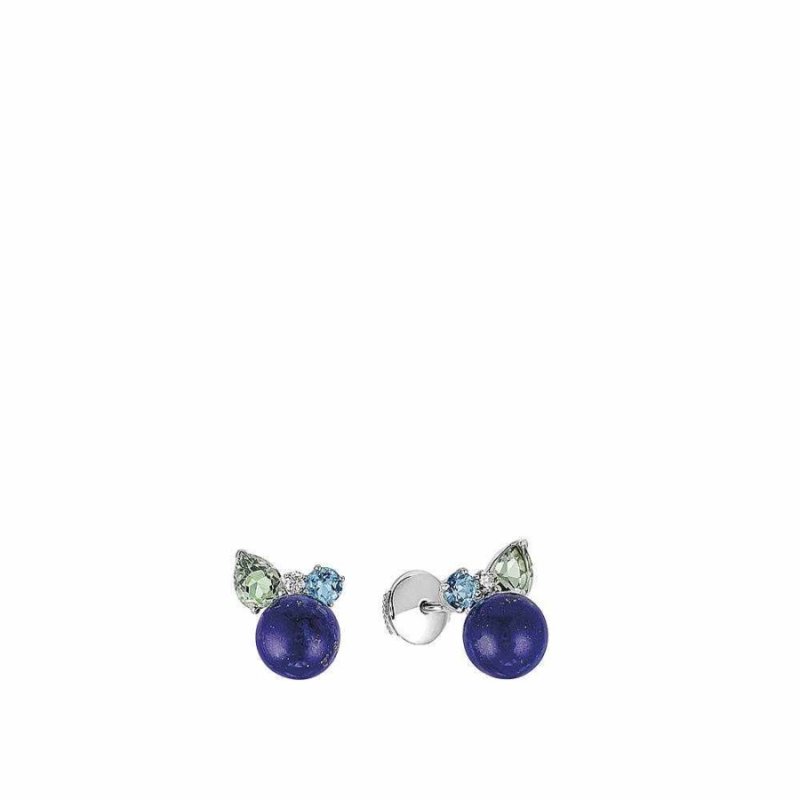 Earrings | Lalique L'Oiseau Tonnerre Earrings White Gold/ Lapis Lazuli/ Topazes/ Quartz/ Diamonds