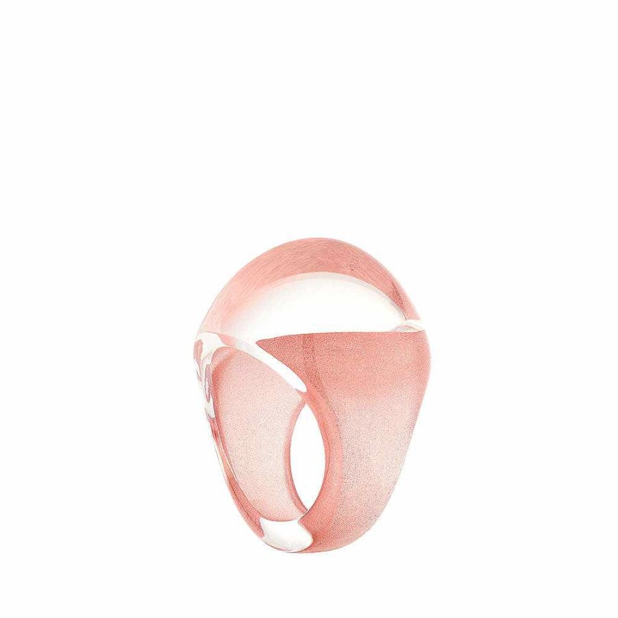 Rings | Lalique Cabochon Ring Clear With Pink Patina Crystal