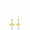 Earrings | Lalique Ginkgo Earrings Antinea Green Crystal/ 18K Yellow Gold-Plated