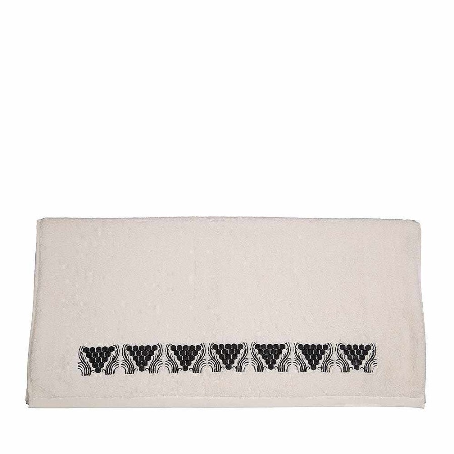 Bath Linens | Lalique Raisins Embroidered Bath Towel Ivory Cotton/ Embroidery