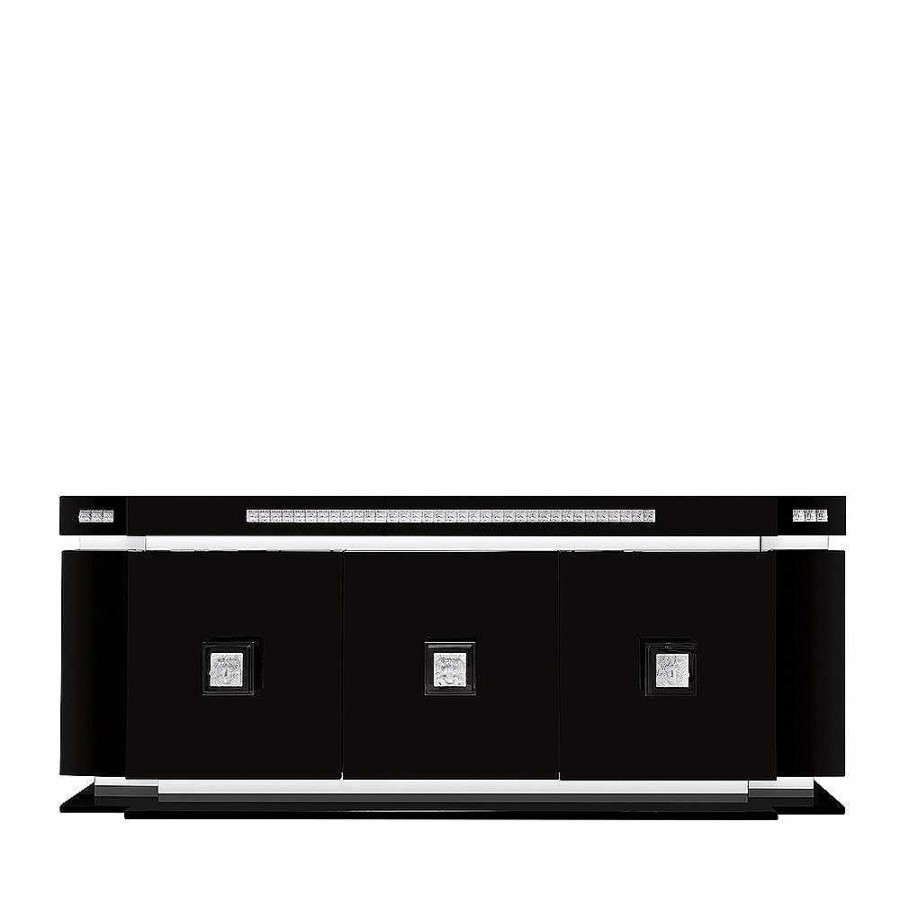 Cabinets | Lalique Masque De Femme Sideboard Clear Crystal And Black Lacquered