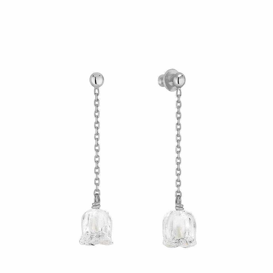 Earrings | Lalique Muguet Long Earrings Clear Crystal/ Silver