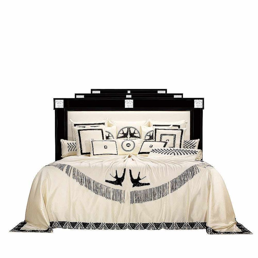 Beds | Lalique Masque De Femme Bed Clear Crystal/ Ivory Silk And Black Lacquered/ Medium Size