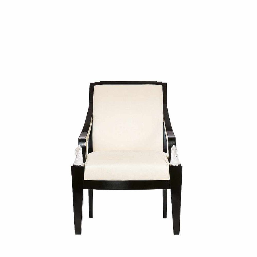 Seatings | Lalique Longchamp Armchair Clear Crystal/ Black Lacquered And Ivory Silk