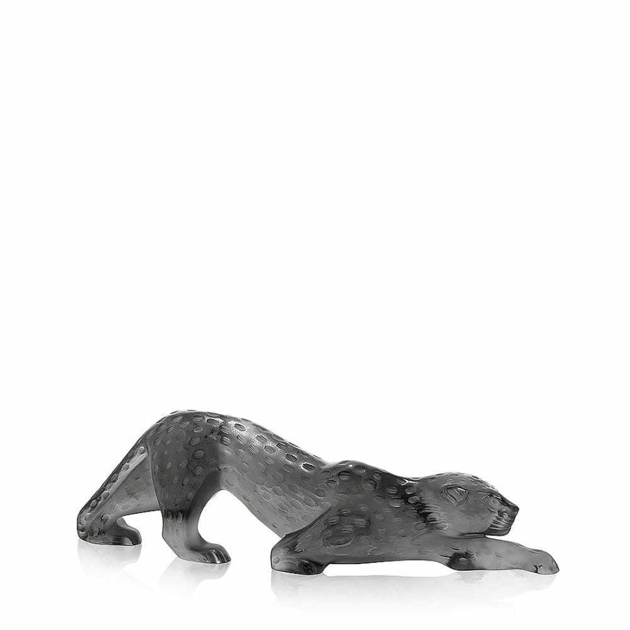 Sculptures | Lalique Zeila Panther Large Sculpture Grey Crystal